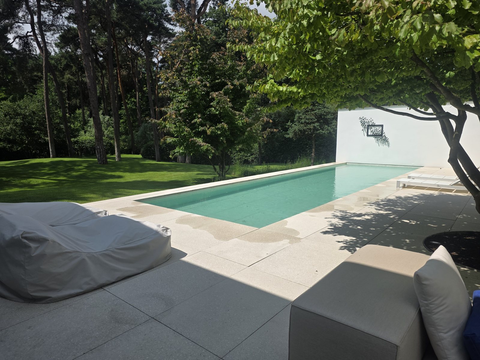 Zwembad bij een moderne woning en aangelegd terras, project uit de Sublime Pools-map